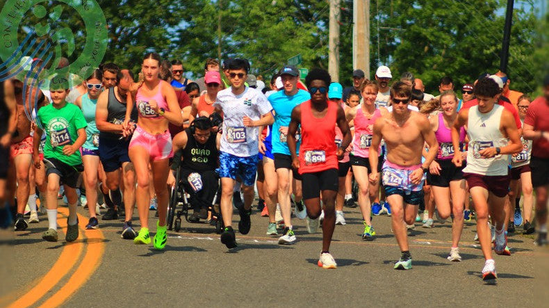 Participants begin the 2026 CFJ Carousel 5K in Johnson City, NY.