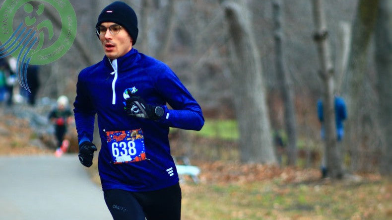 John Salva powering through the 2025 Pete Keyes Turkey Trot 5 Mile at Otsiningo Park, holding strong in the lead pack during the Thanksgiving morning race in Binghamton, NY