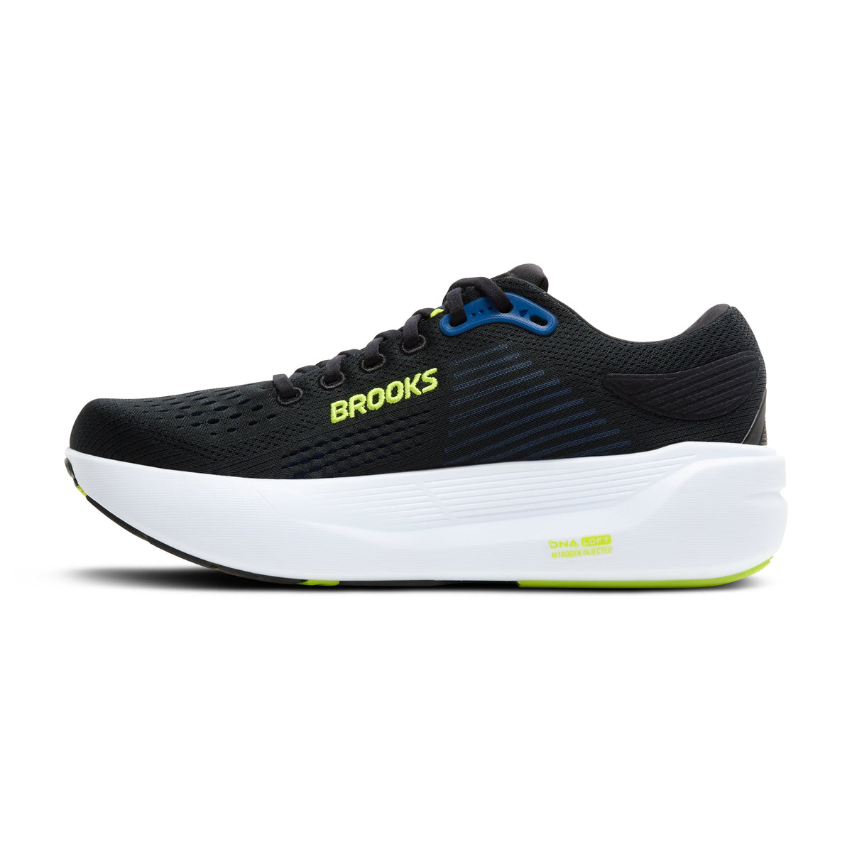 Men's Brooks Ghost Max 3 Black/Navy/Acid Lime medial view