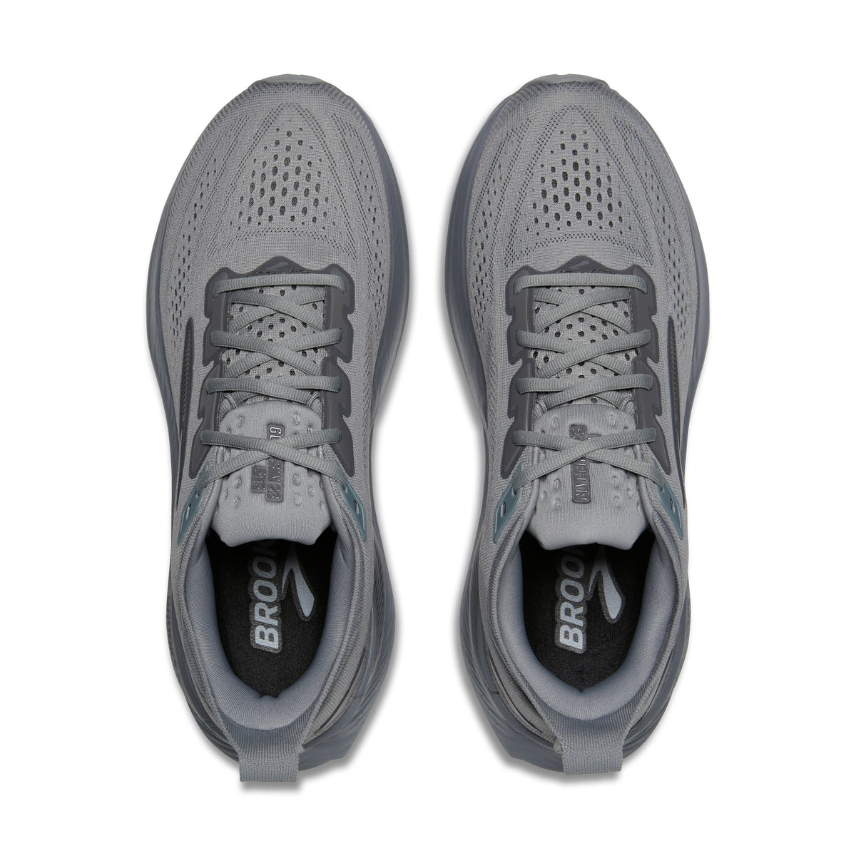 Brooks Glycerin GTS 23 men's stability running shoe in Grey/Blackened Pearl/Black, top view (image 4).
