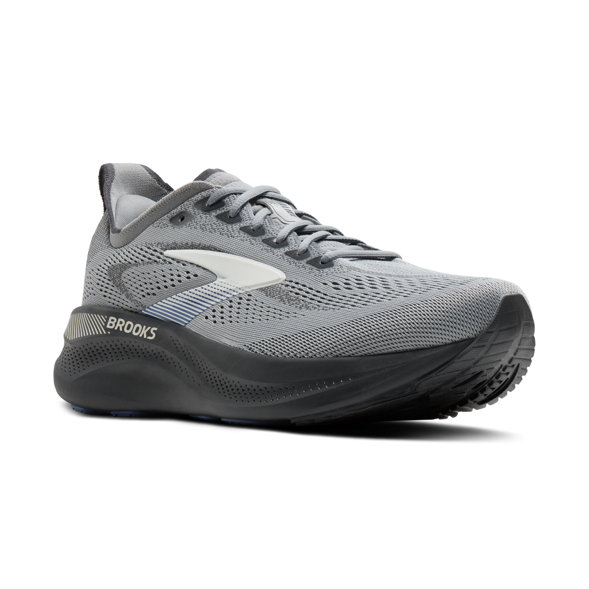 Men's Brooks Adrenaline GTS 26. Grey upper. Black midsole. Lateral view.
