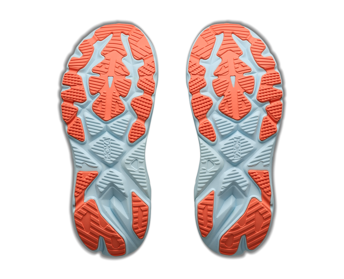 Women's Hoka Arahi 8. Light Blue upper. Light Blue midsole. Bottom view.