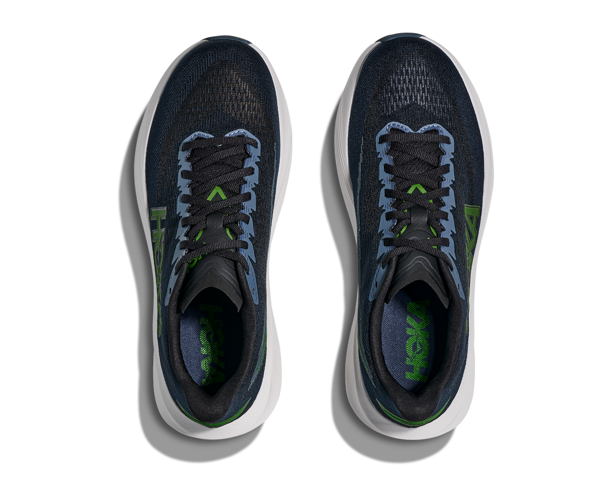 Men's HOKA Mach 7 in Varsity Navy/Faded Navy, top view.