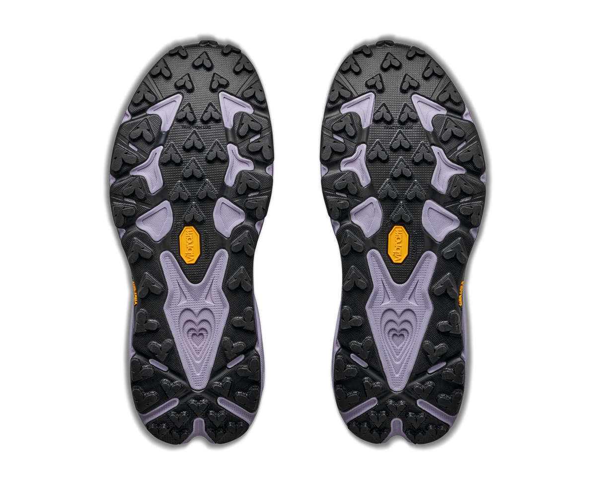 Women's HOKA Speedgoat 7 in Mellow Lilac/Purple Fog, outsole view.
