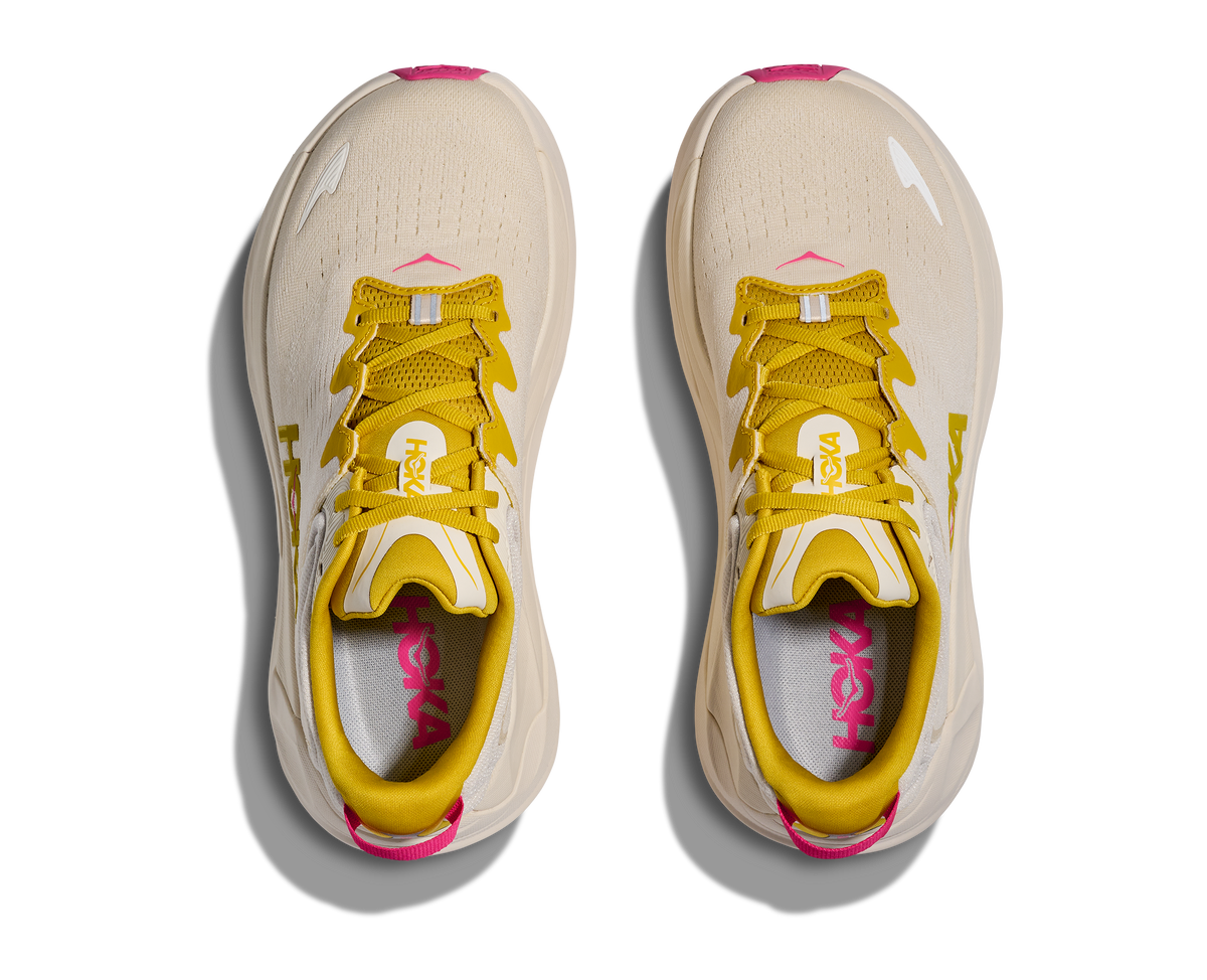 Women's Hoka Gaviota 6. White upper. White midsole. Top view.