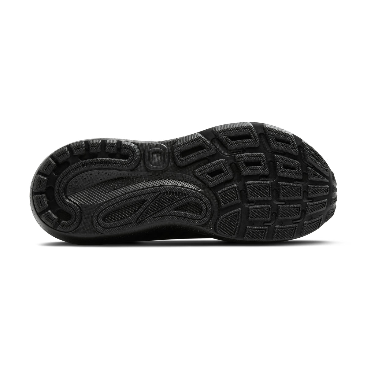Women's Brooks Adrenaline GTS 24. Black upper. Black midsole. Bottom view.