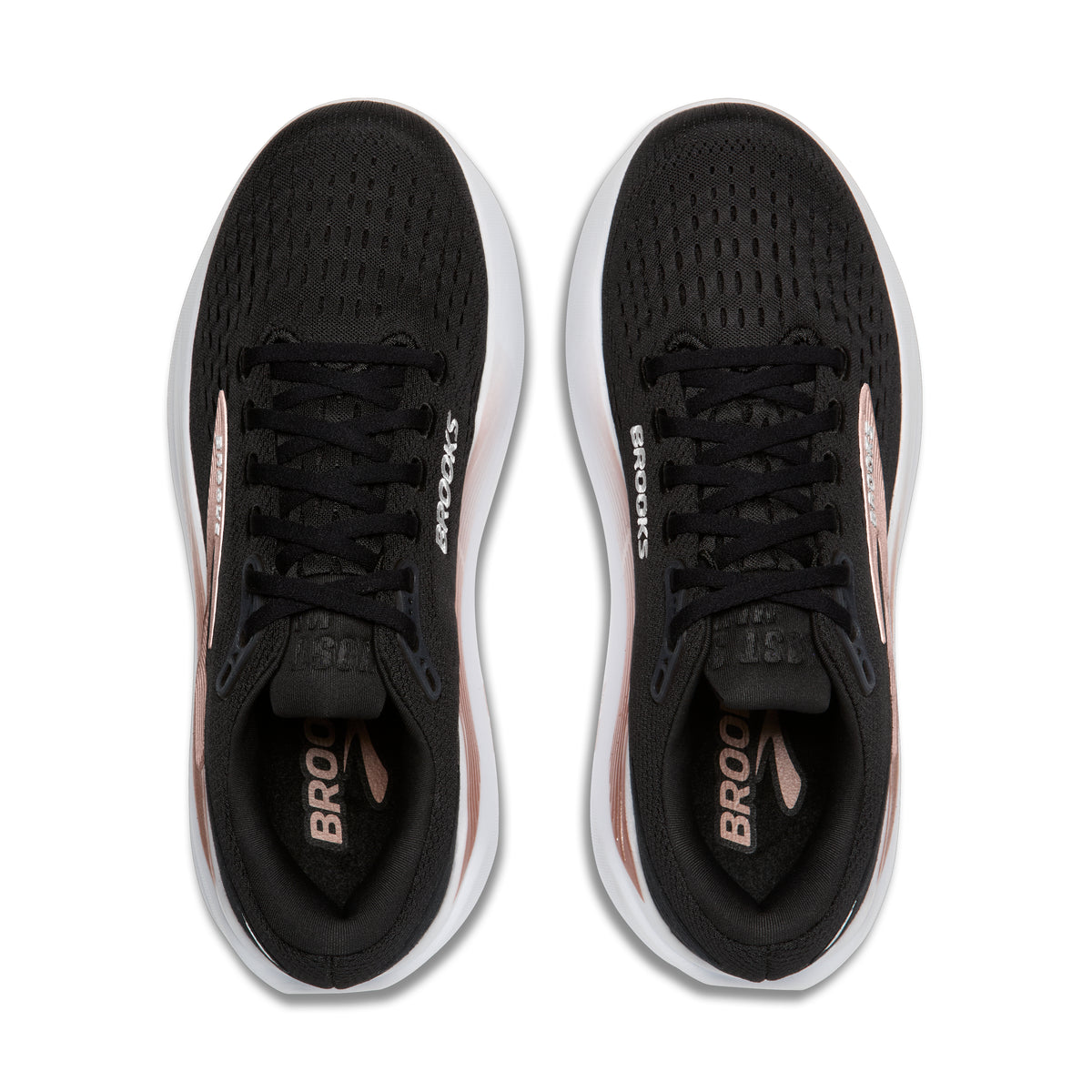 Women's Brooks Ghost Max 3. Black upper. White midsole. Top view.