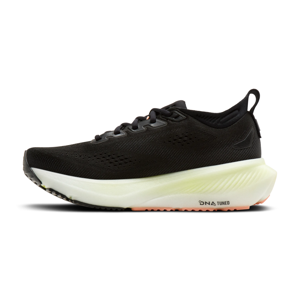 Brooks Glycerin 23 women's running shoe in Black/Peach/Nightlife, medial view (image 3).