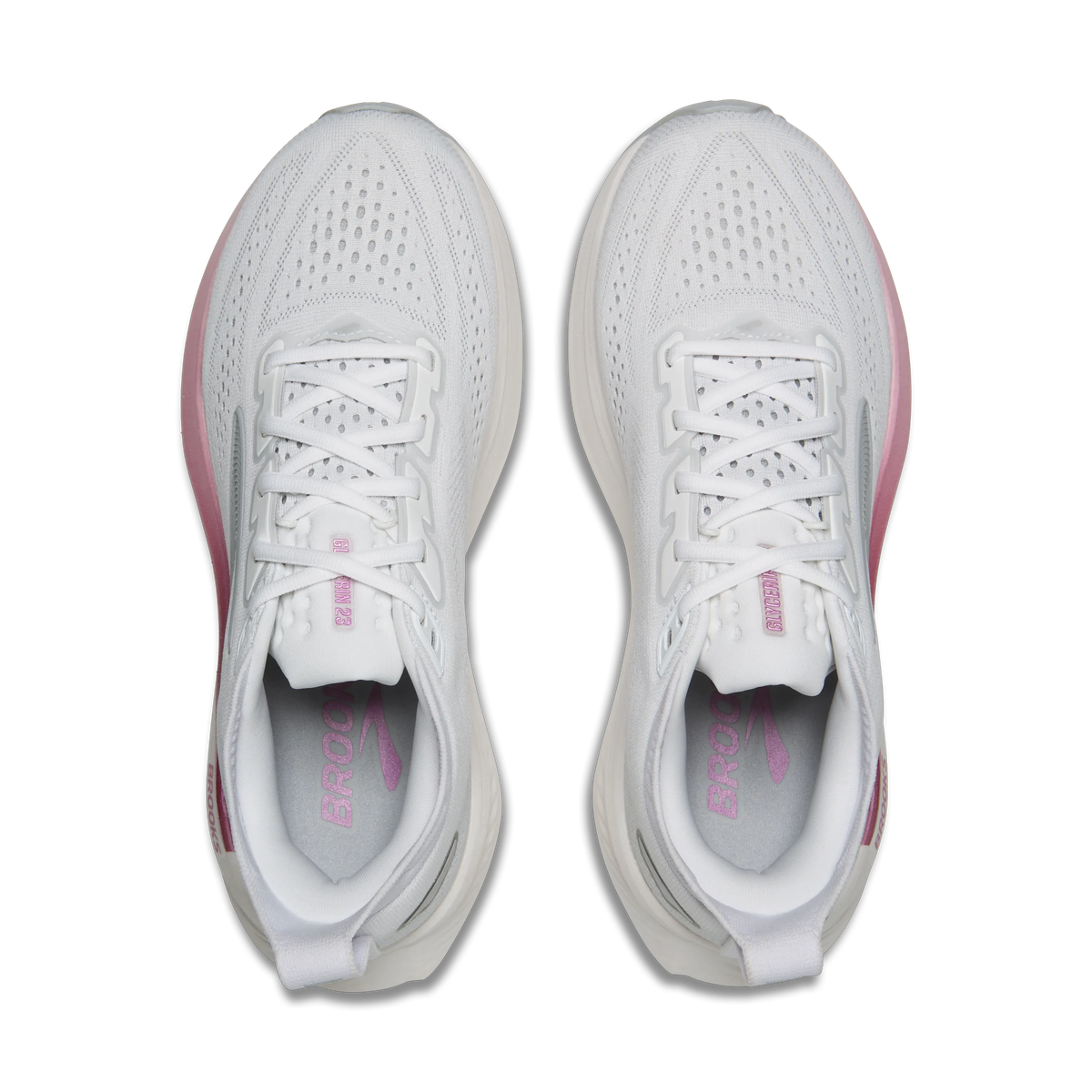 Brooks Glycerin 23 women's running shoe in White/Harbor Mist/Metallic, top view (image 4).