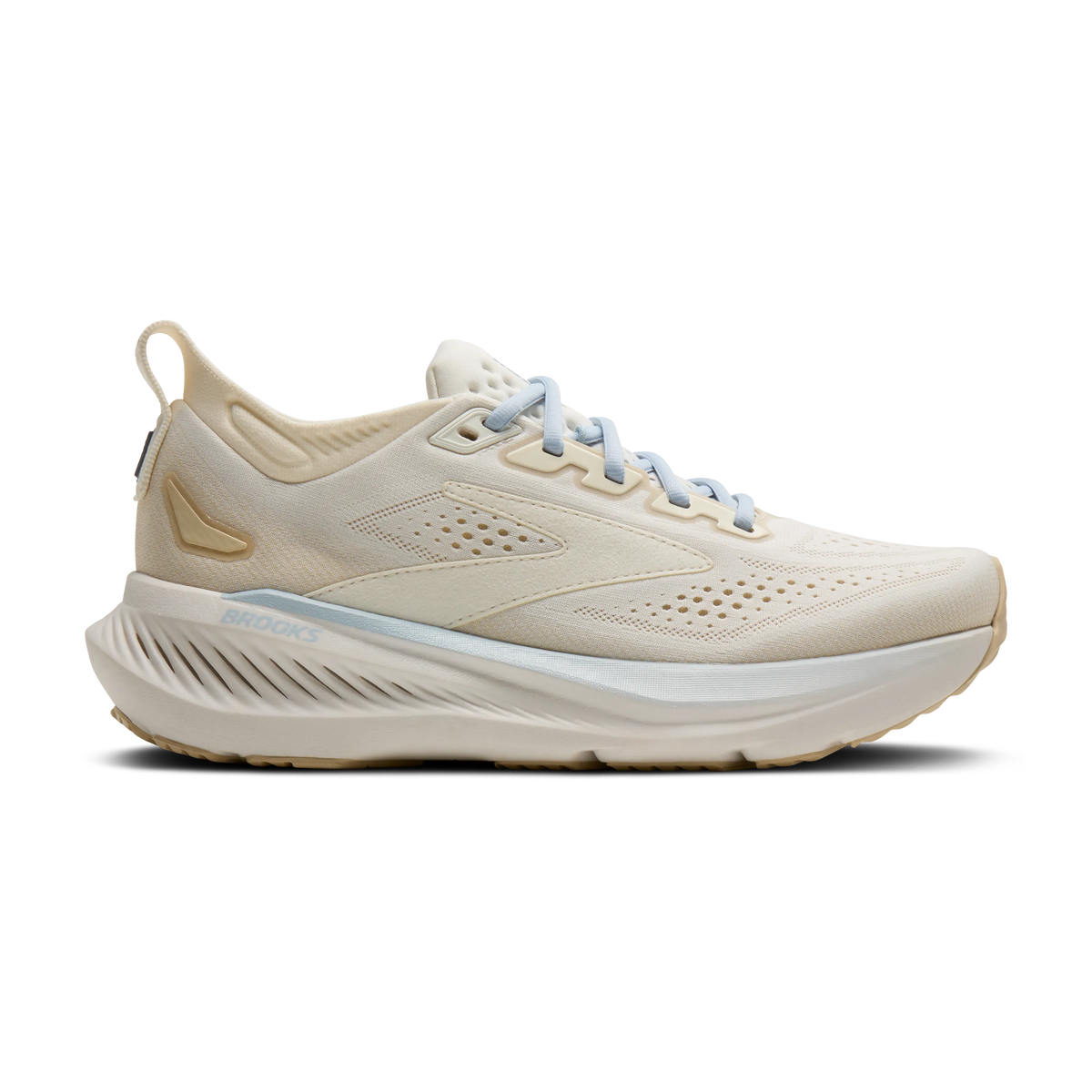 Brooks Glycerin 23 women's running shoe in Coconut/Sand/Skyway, lateral view (image 2).