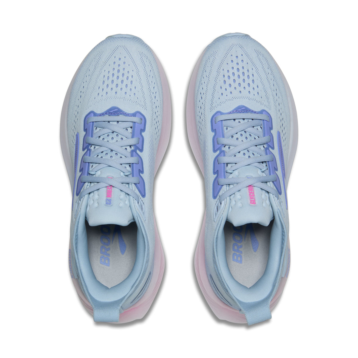 Brooks Glycerin 23 women's running shoe in Skyway/Blazing Bell/Pink, top view (image 4).