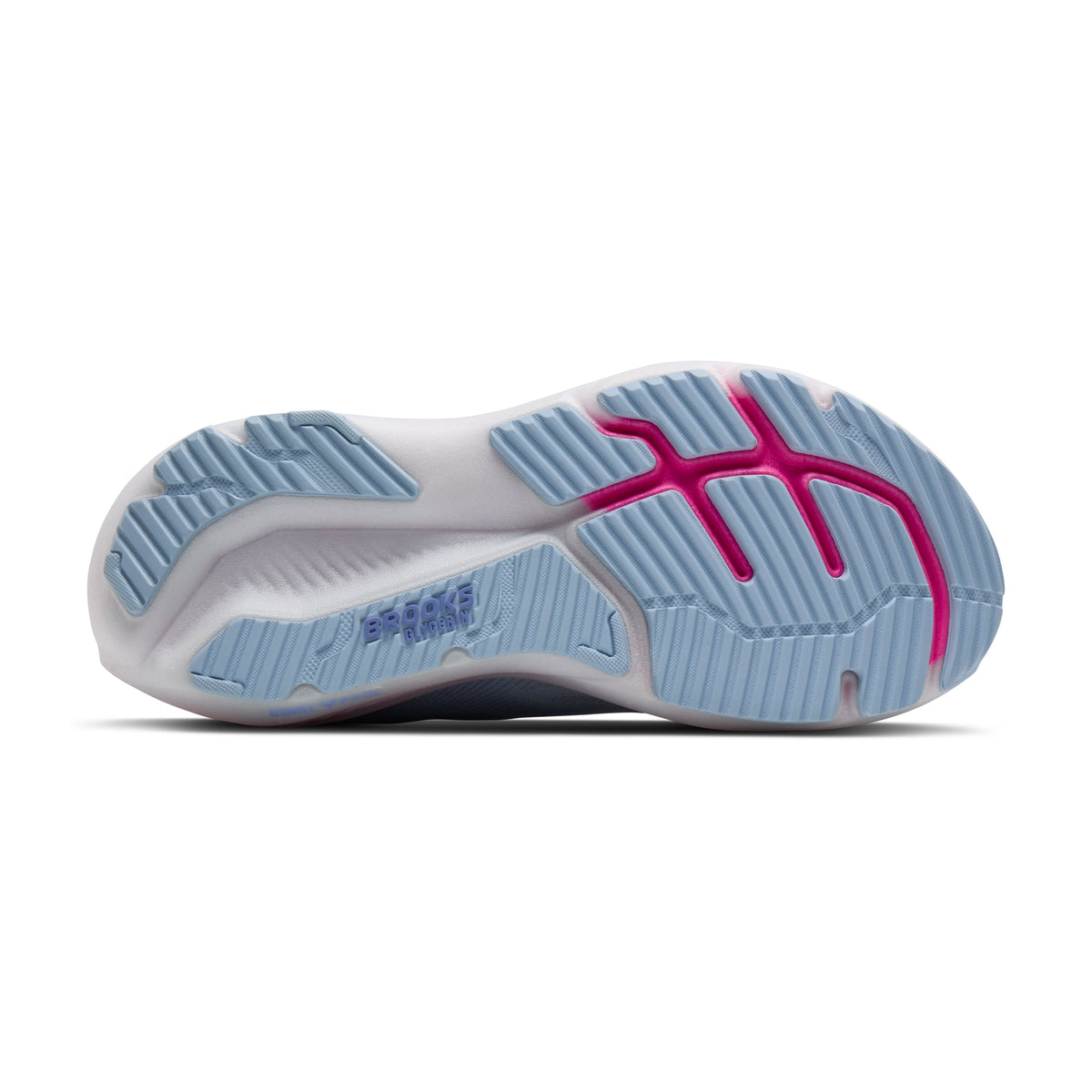 Brooks Glycerin 23 women's running shoe in Skyway/Blazing Bell/Pink, bottom view (image 5).