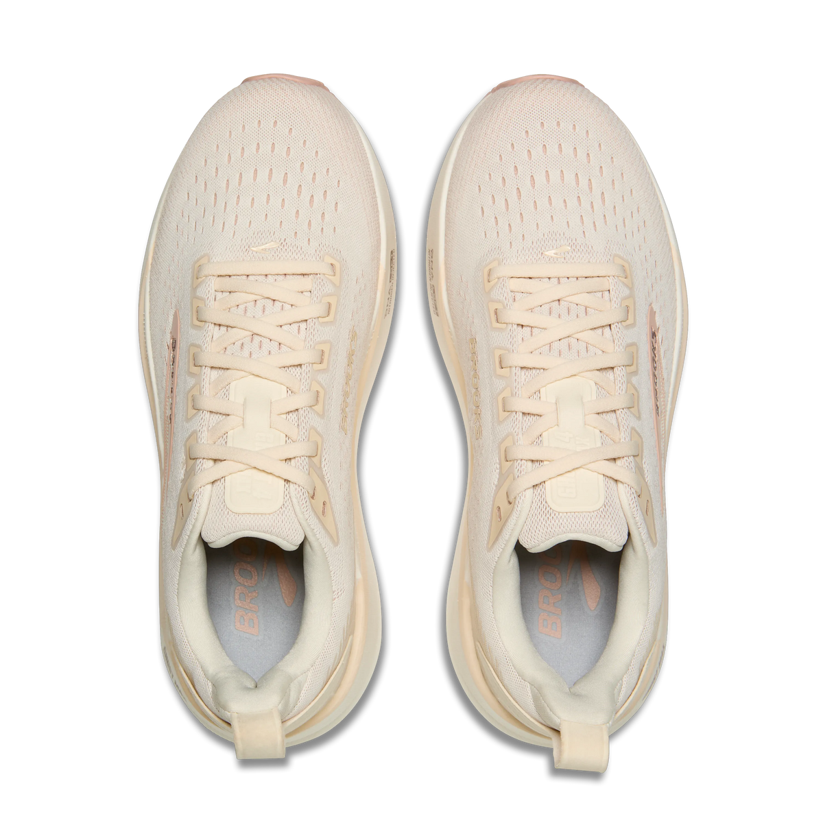 Women's Brooks Ghost Max 4 in Arctic Wolf/Rose/Coconut, top view.