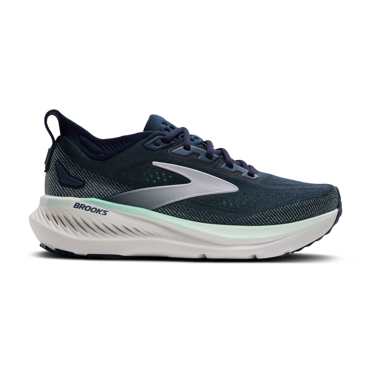 Brooks Glycerin GTS 23 women's stability running shoe in Spellbound/Yucca/Pink, lateral view (image 2).