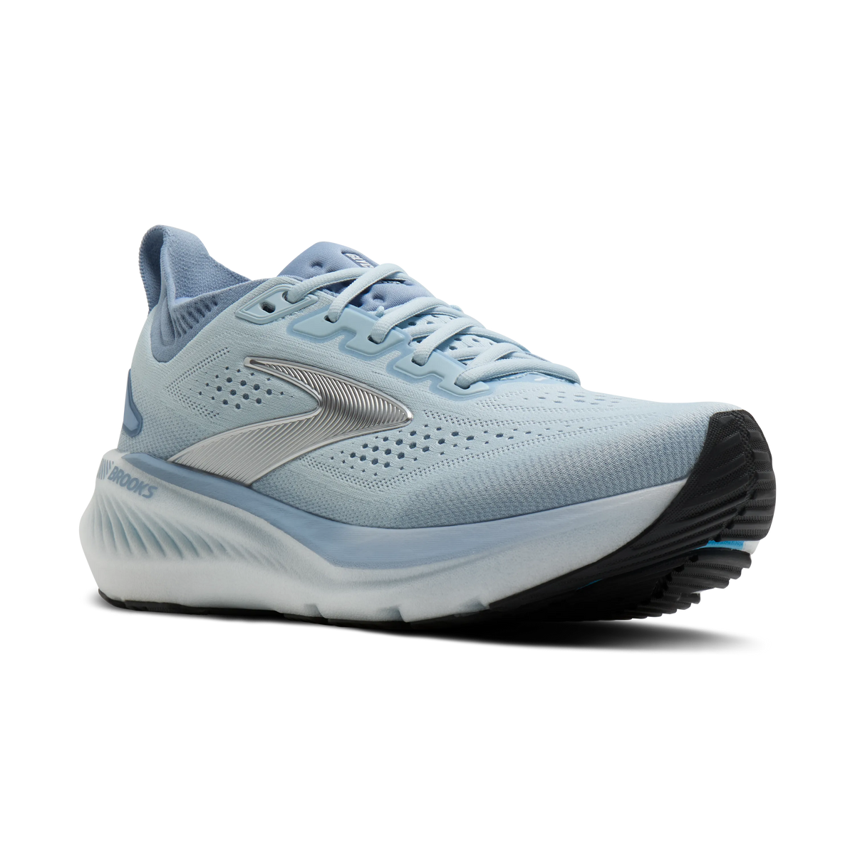 Brooks Glycerin GTS 23 women's stability running shoe in Nantucket Breeze/Rain/Clear, lateral view (image 1).