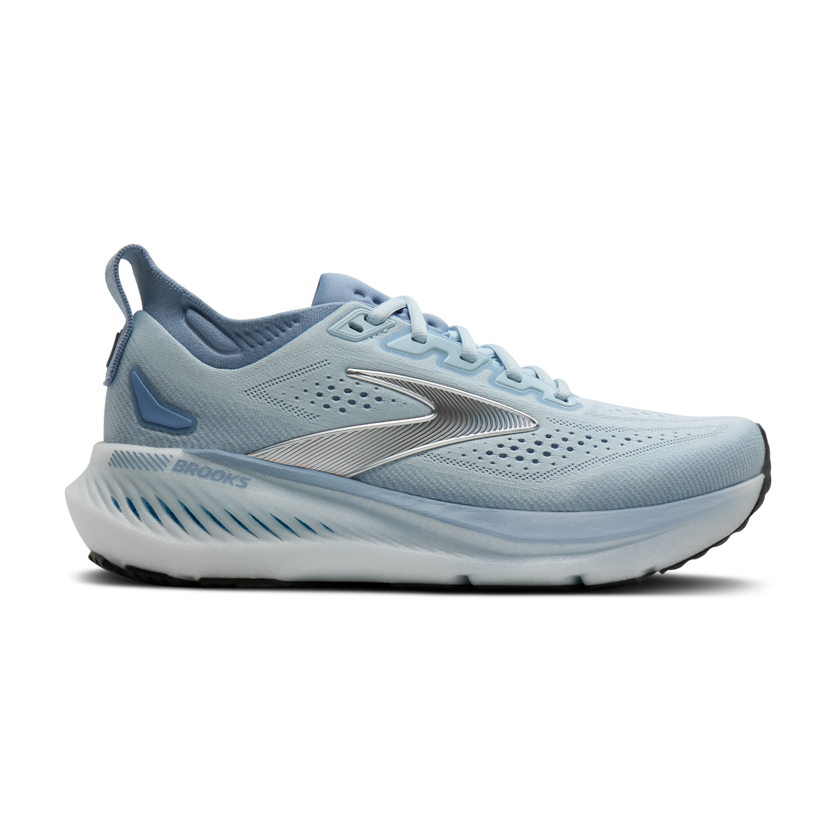 Brooks Glycerin GTS 23 women's stability running shoe in Nantucket Breeze/Rain/Clear, lateral view (image 2).