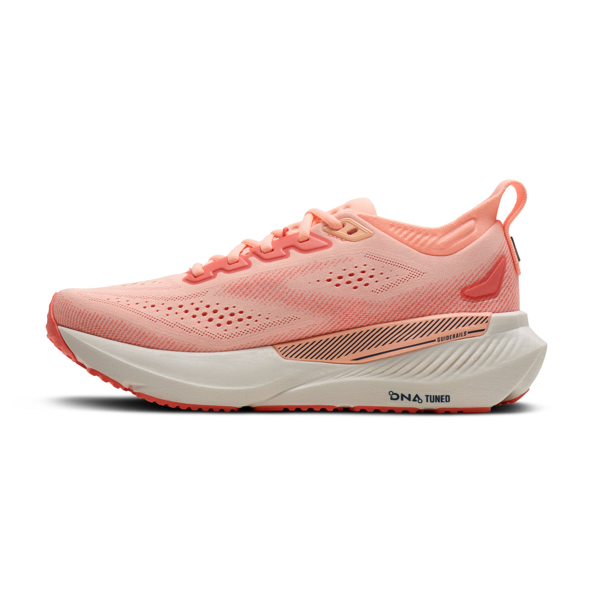 Brooks Glycerin GTS 23 women's stability running shoe in Coral/Peach/Spellbound, medial view (image 3).