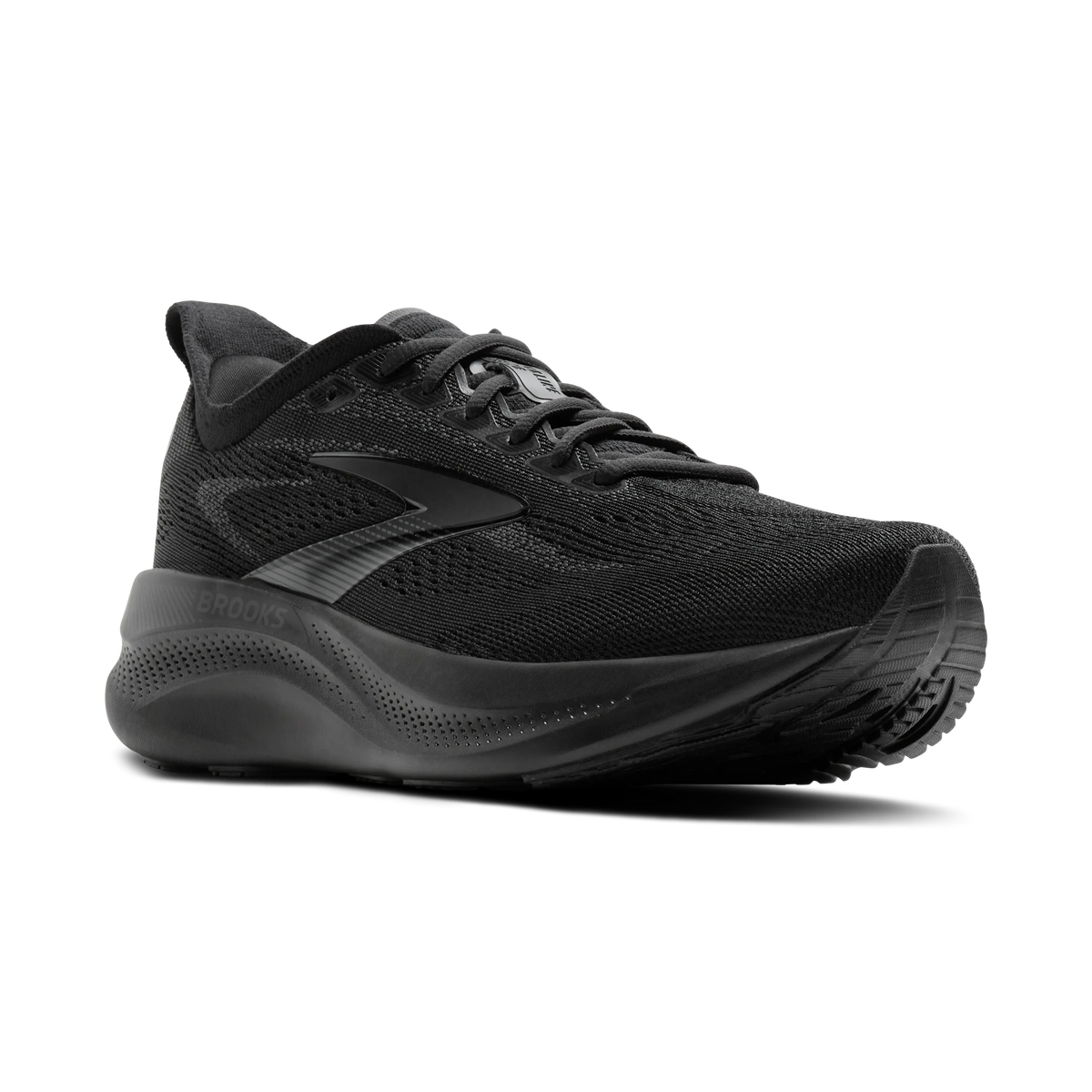Women's Brooks Adrenaline GTS 26. Black upper. Black midsole. Lateral view.