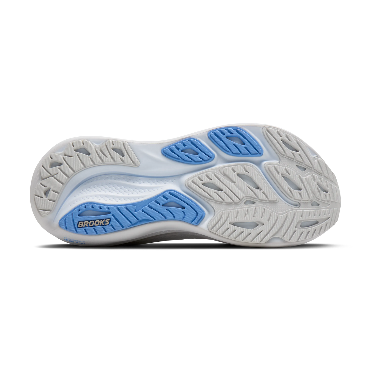 Women's Brooks Adrenaline GTS 26. White upper. White midsole. Bottom view.
