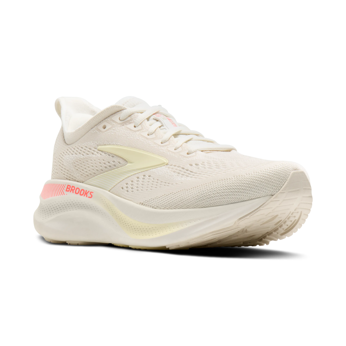 Women's Brooks Adrenaline GTS 26. Off White upper. White midsole. Lateral view.