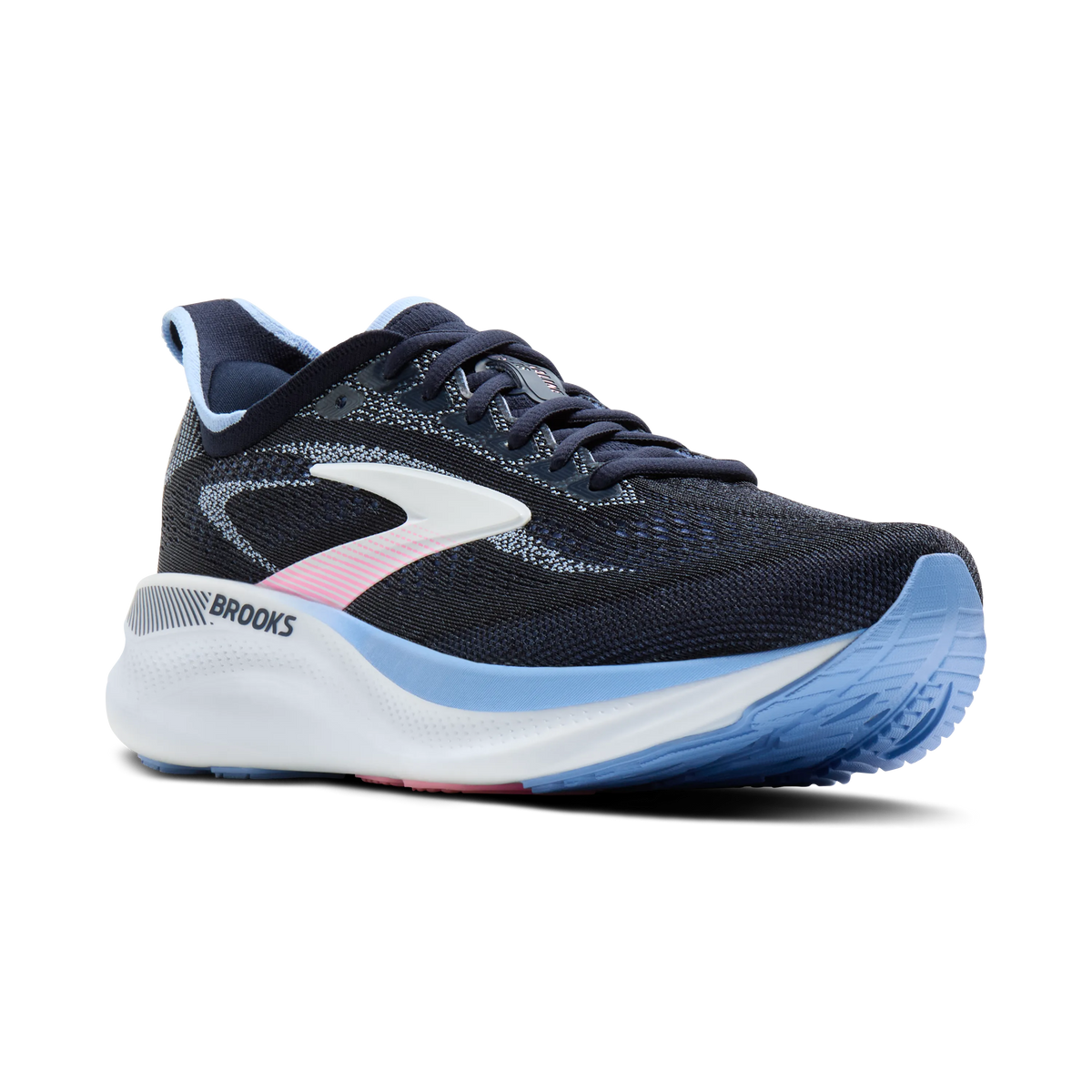 Women's Brooks Adrenaline GTS 26. Black upper. White midsole. Lateral view.