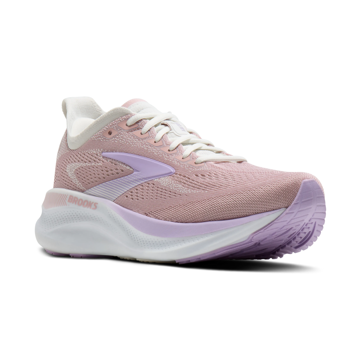 Women's Brooks Adrenaline GTS 26. Light Pink upper. White midsole. Lateral view.