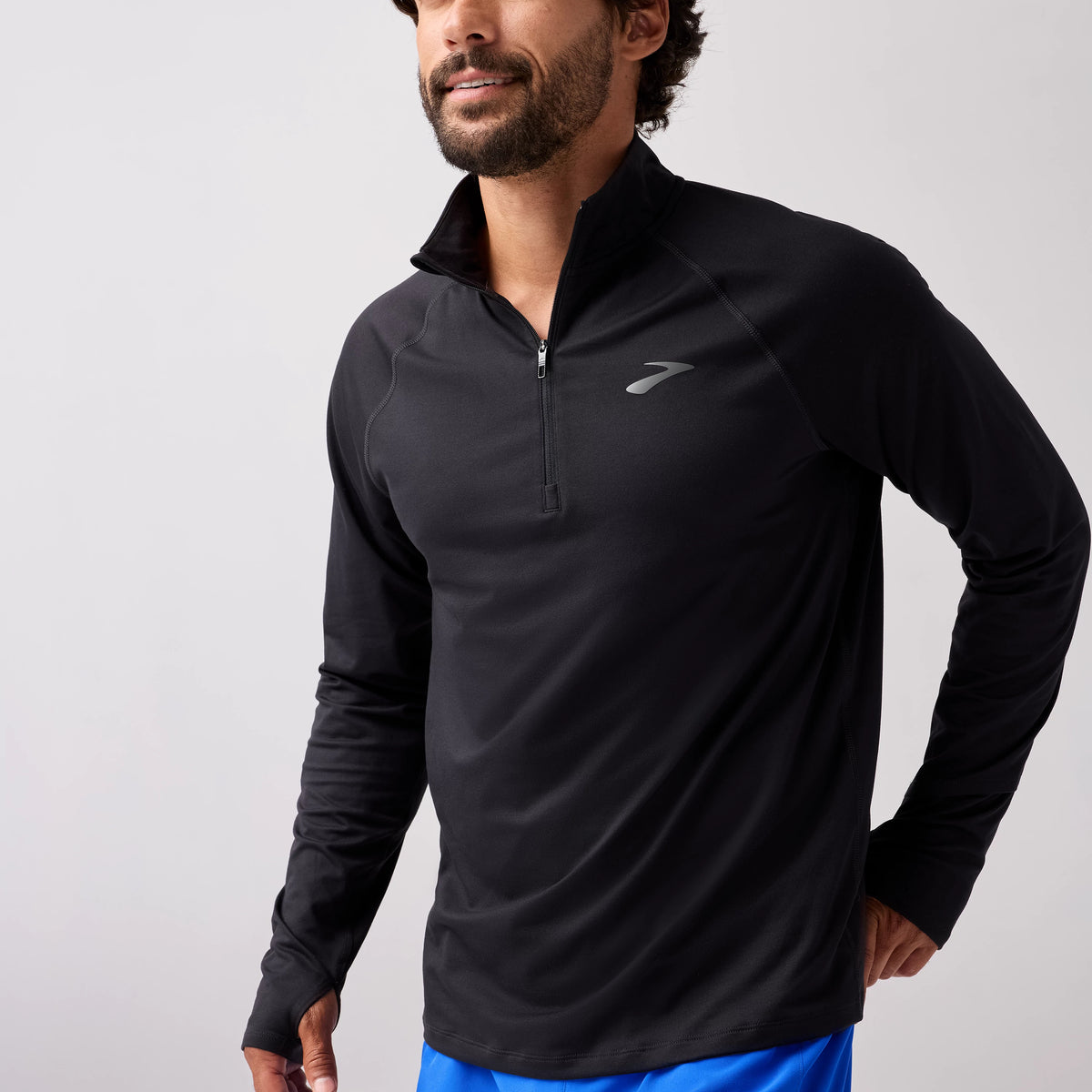 Men's Brooks Dash 1/4 Zip 3.0. Black.