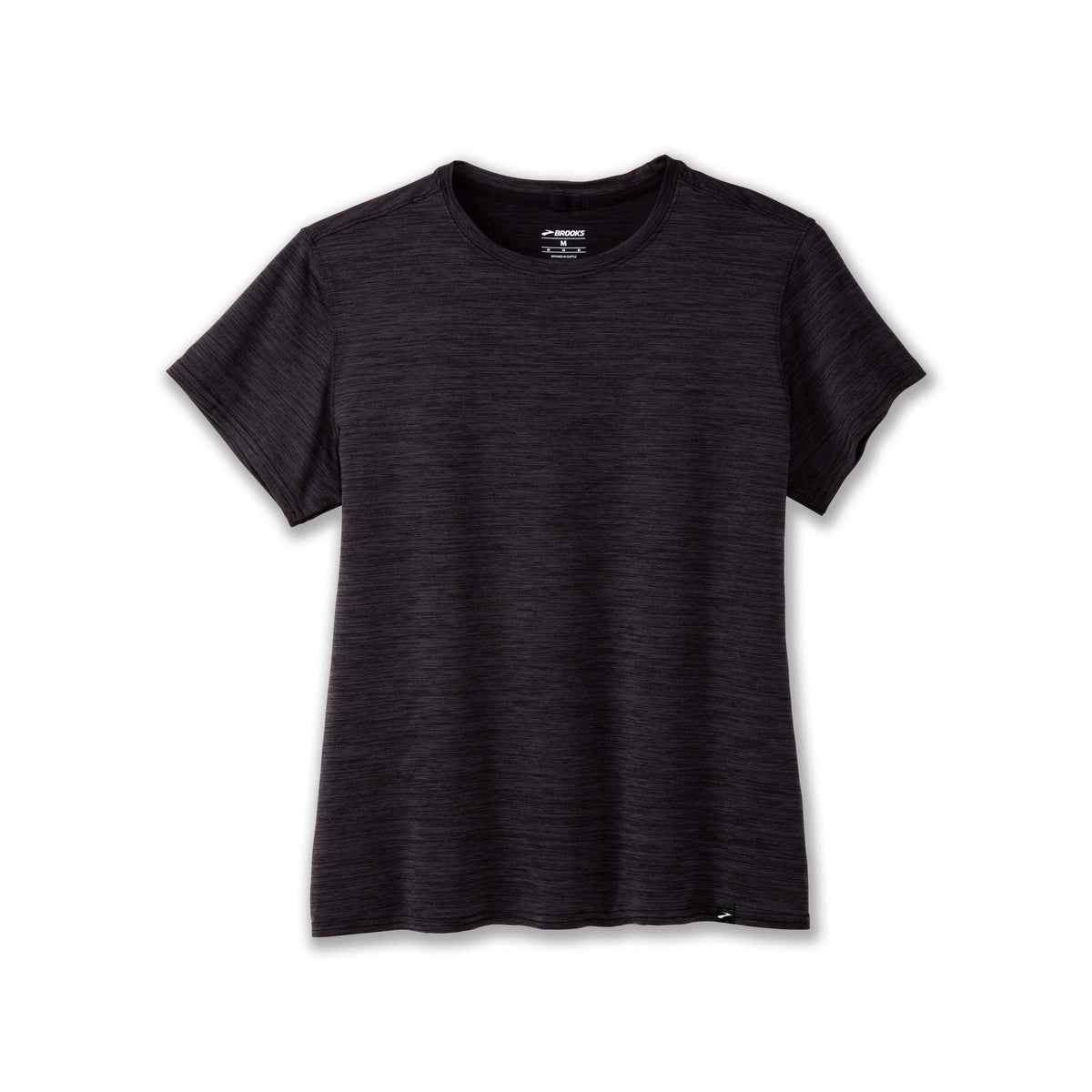 Women's Brooks Luxe Short Sleeve. Black. Front view.
