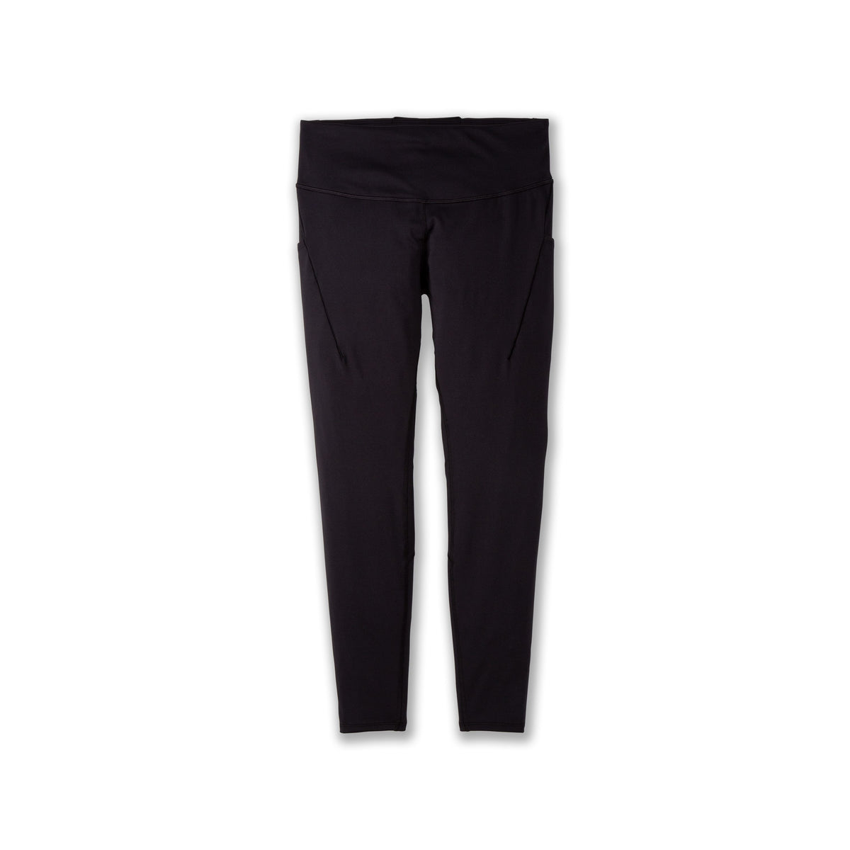Women's Brooks Spark Tights. Black. Front view.