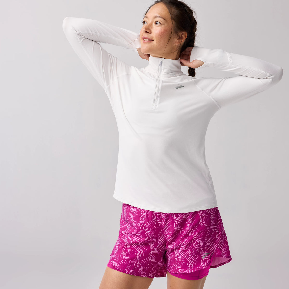 Women's Brooks Dash 1/2 Zip 3.0. White.
