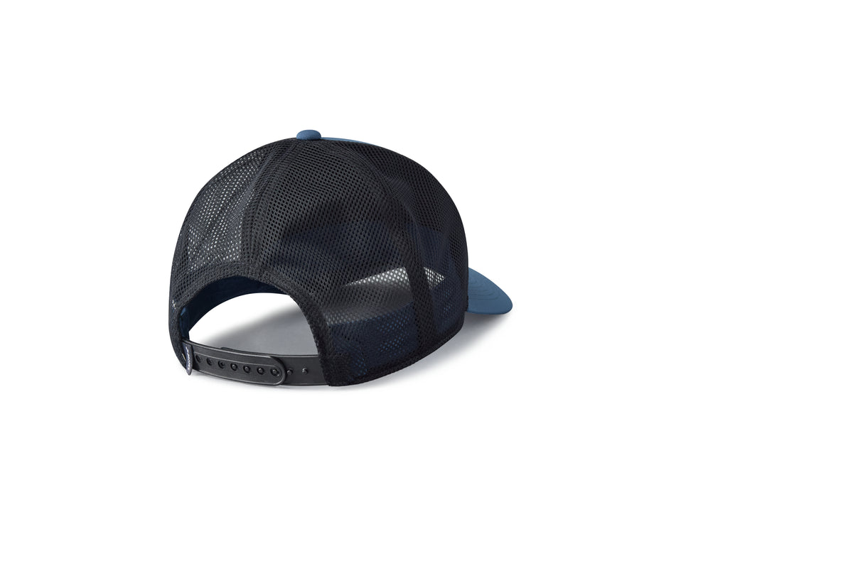 Brooks Surge Trucker Hat. Blue/Black. Rear view.