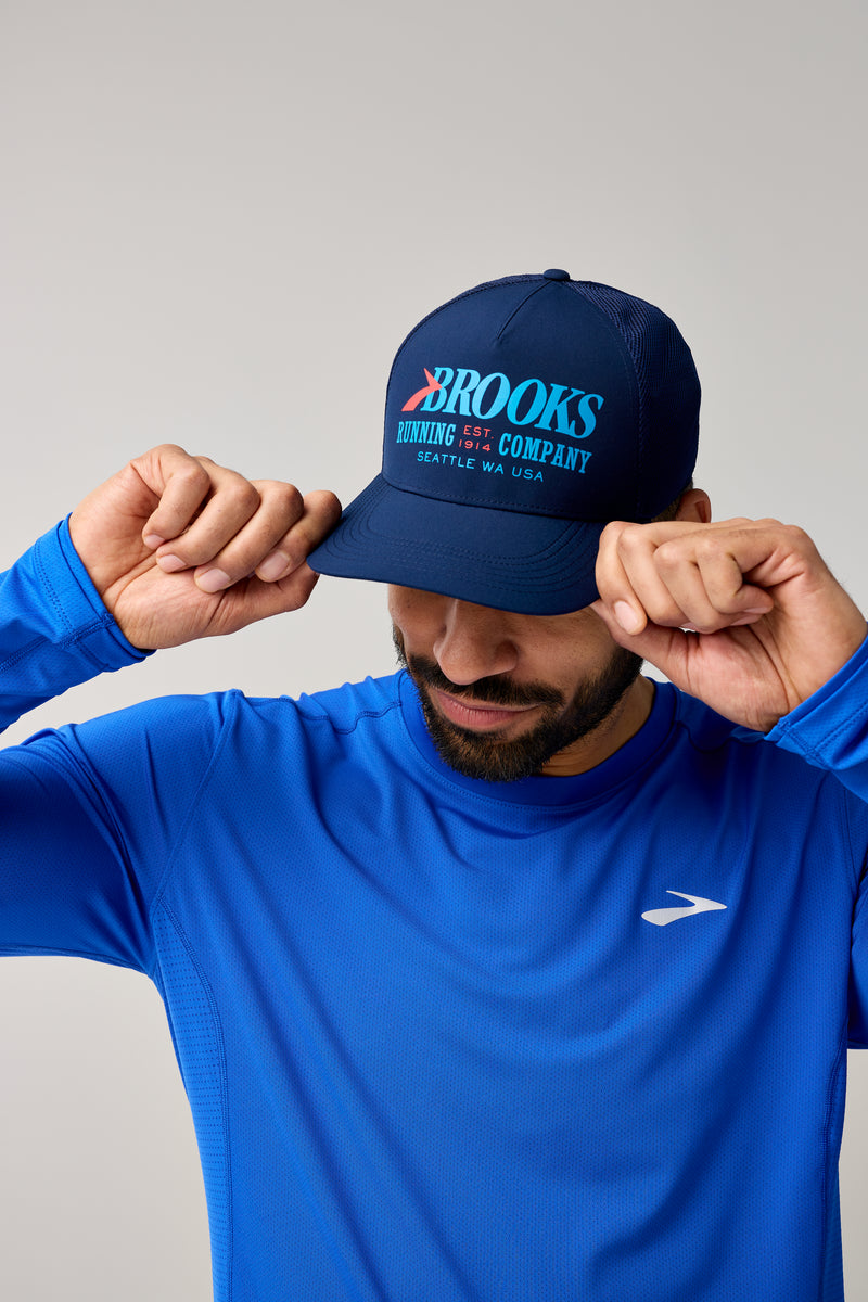 Brooks | Surge Trucker Hat | Unisex | Navy/Brooks Running – Confluence ...