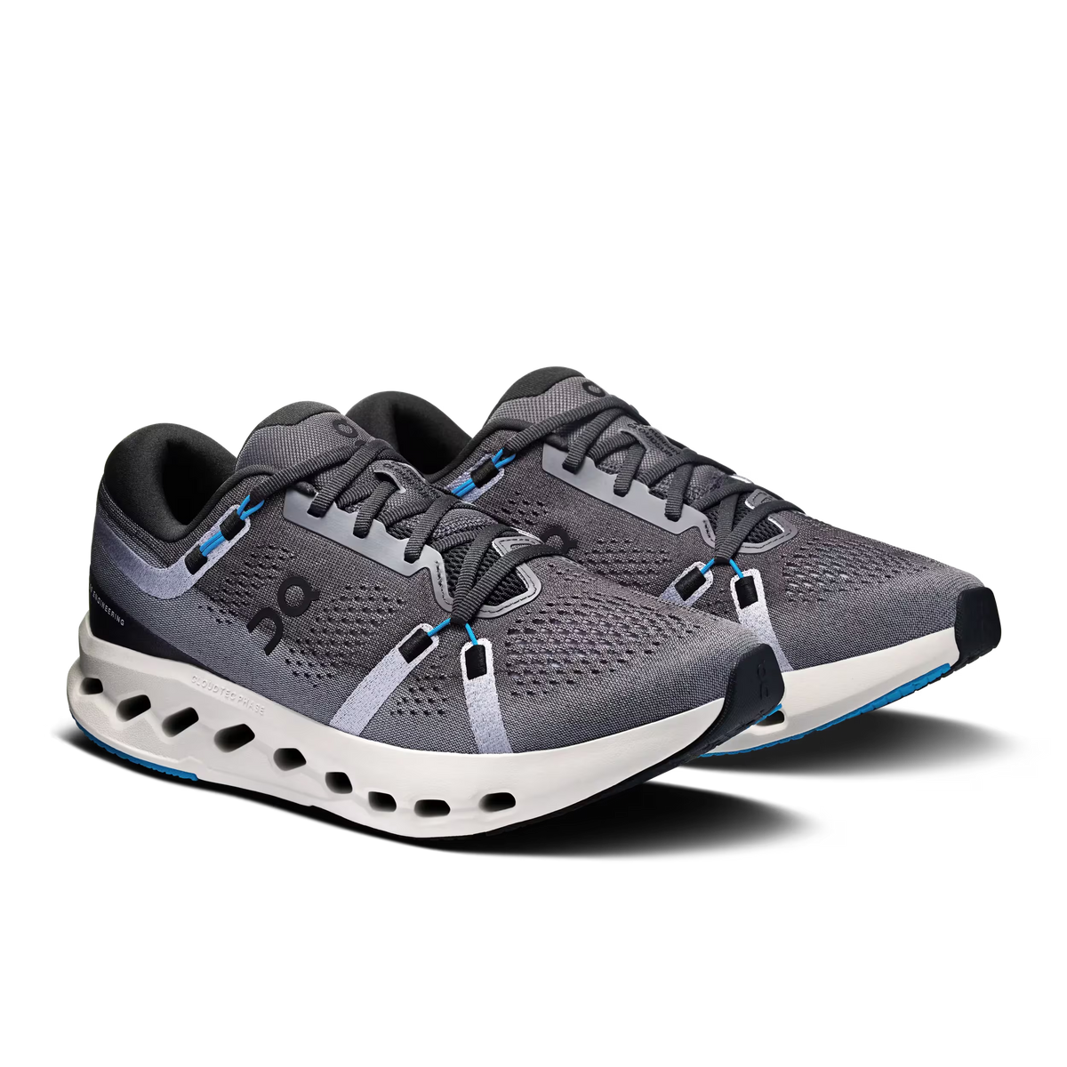 Men's On Cloudsurfer 2. Grey upper. White midsole. Lateral view.