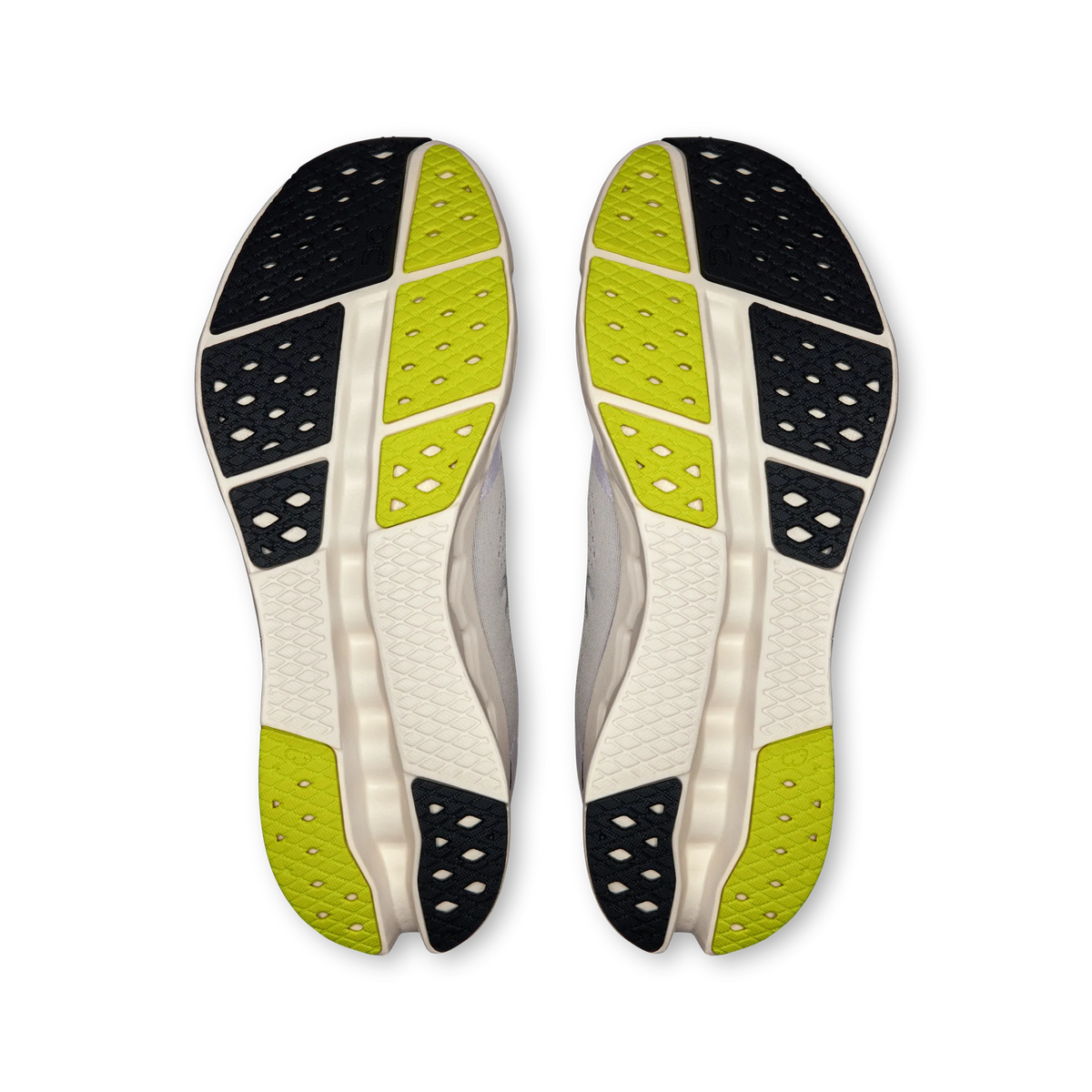 Men's On Cloudsurfer 2. Light Grey upper. White midsole. Bottom view.