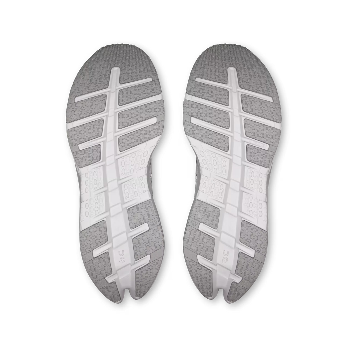 Men's On Running Cloudrunner 3. Light Grey upper. White midsole. Bottom view.