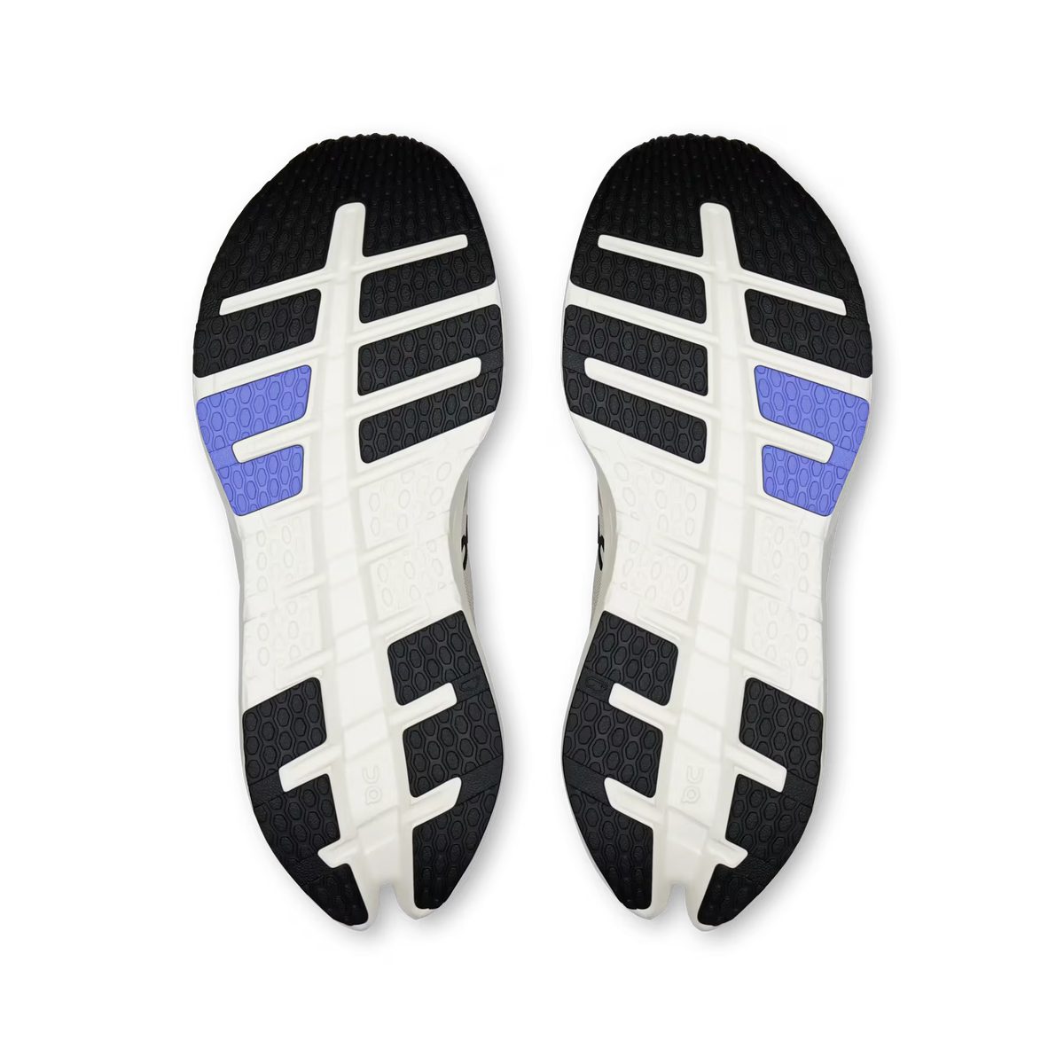 Women's On Running Cloudrunner 3. Light Grey upper. White midsole. Bottom view.