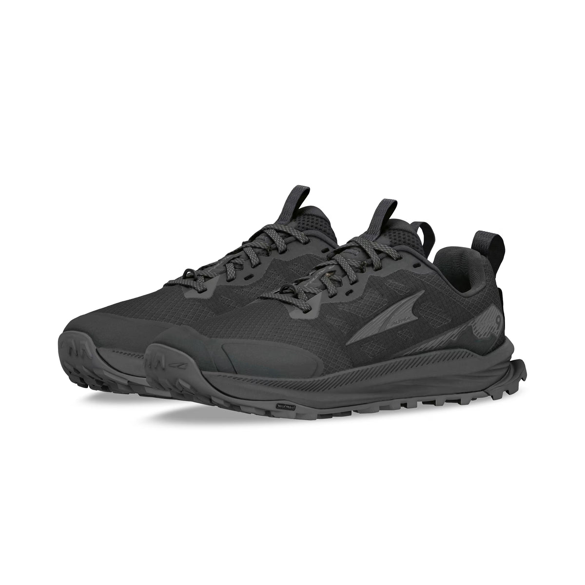 Women's Altra Lone Peak 9 in Black, lateral view.