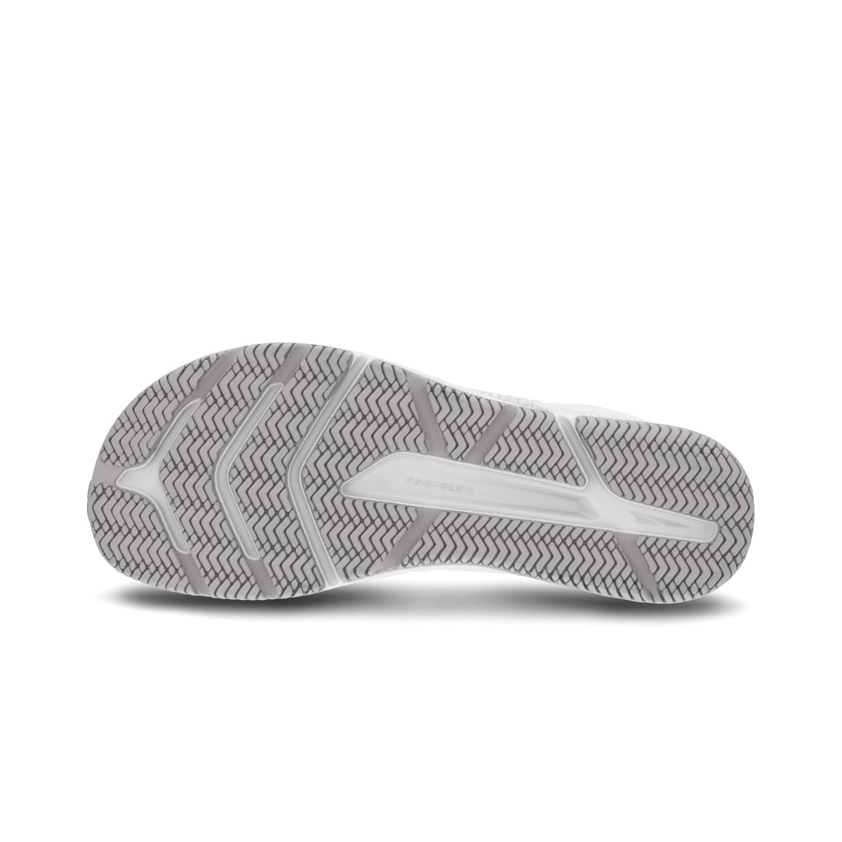 Women's Altra Solstice XT 3. White upper. White midsole. Bottom view.
