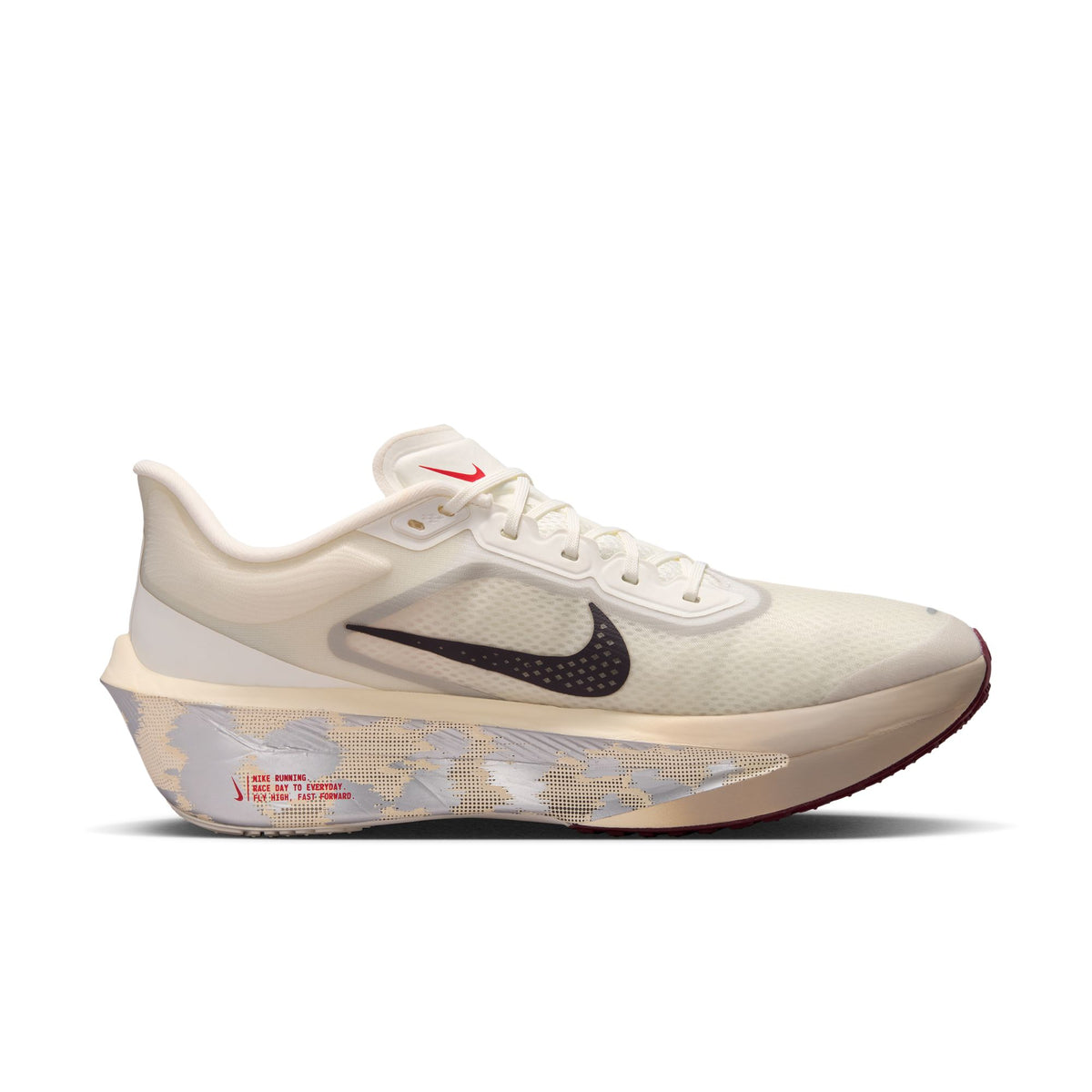 Men's Nike Zoom Fly 6. Light Grey upper. Grey midsole. Medial view.