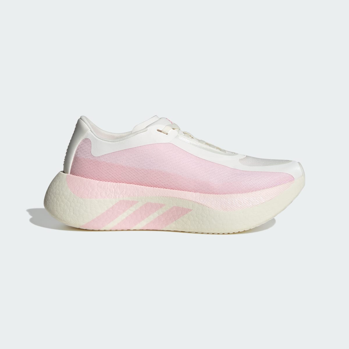 Adidas Hyperboost Edge women's running shoe in Off White/Clear Pink - side profile