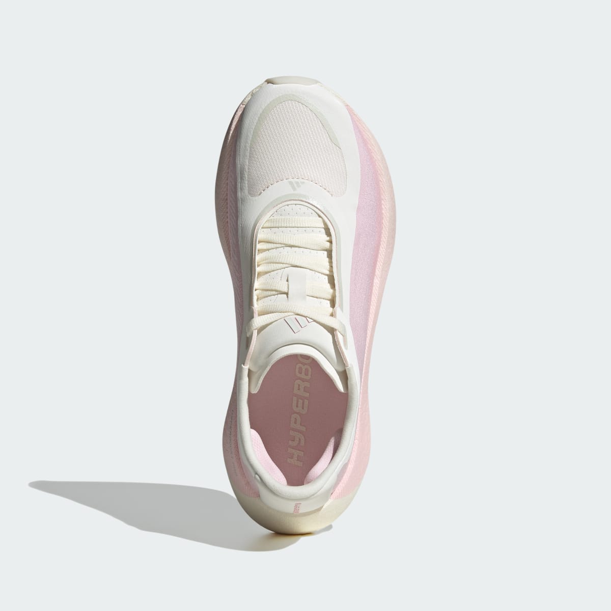 Adidas Hyperboost Edge women's running shoe in Off White/Clear Pink - top view