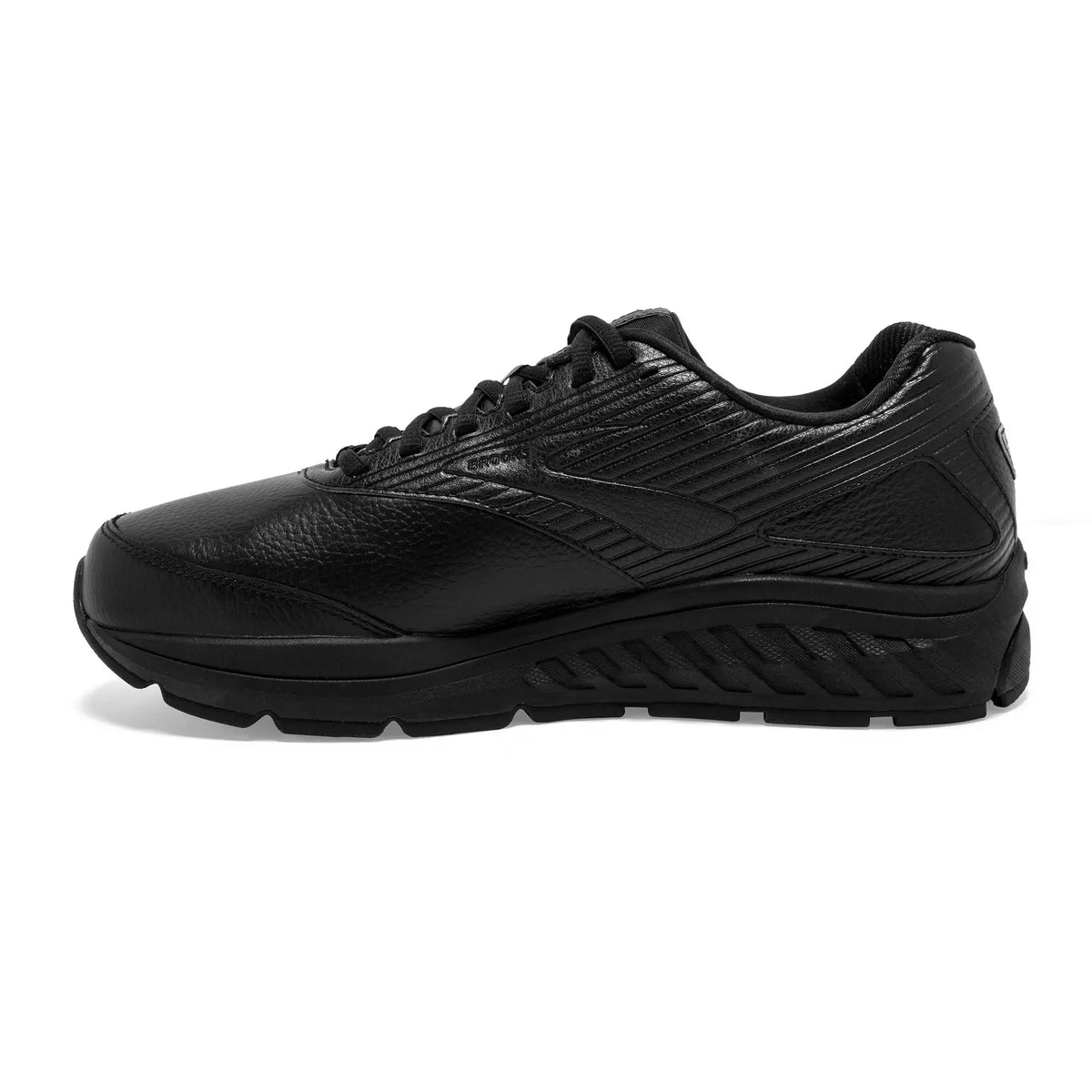 Brooks Addiction Walker 2 men's walking shoe in Black/Black, medial side view