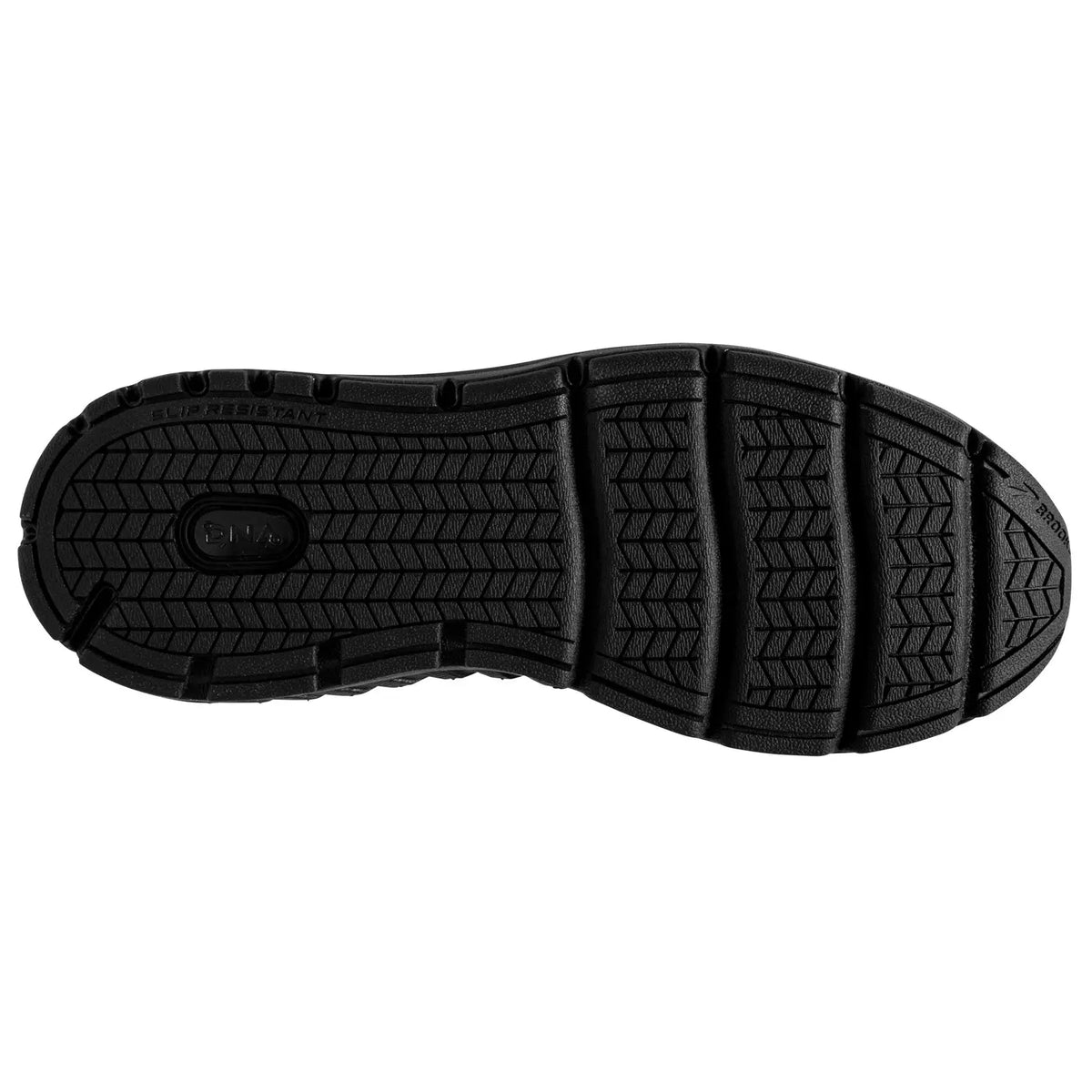 Brooks Addiction Walker 2 men's walking shoe in Black/Black, outsole view