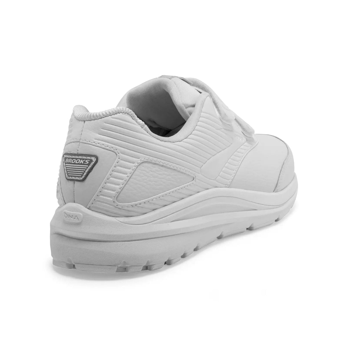 Brooks Addiction Walker V-Strap 2 women's shoe in White/White, heel view