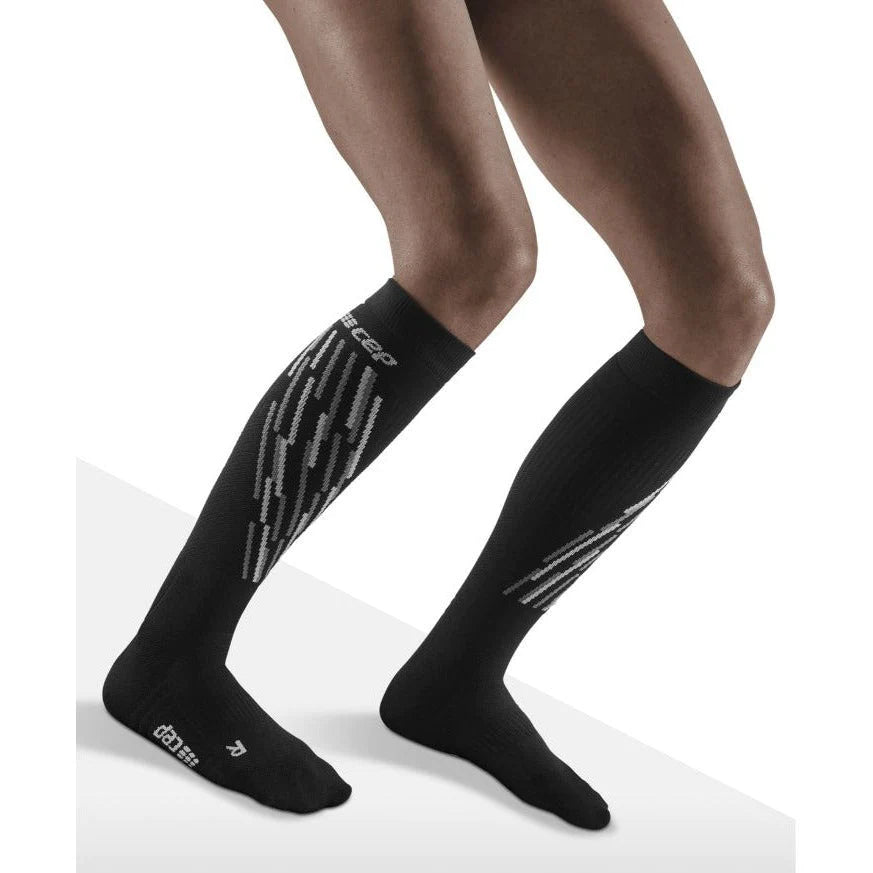 CEP women's Ski Thermo Compression Socks in Black/Anthracite, side view