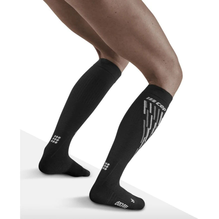 CEP women's Ski Thermo Compression Socks in Black/Anthracite, rear angle