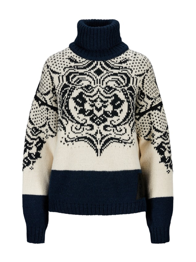 Dale of Norway Blomdalen Sweater, women’s, Off White/Black/Navy – front product view