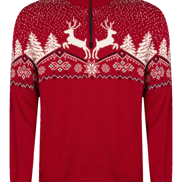Dale of Norway Christmas Sweater, men’s, Raspberry/Off White/Navy – front product view