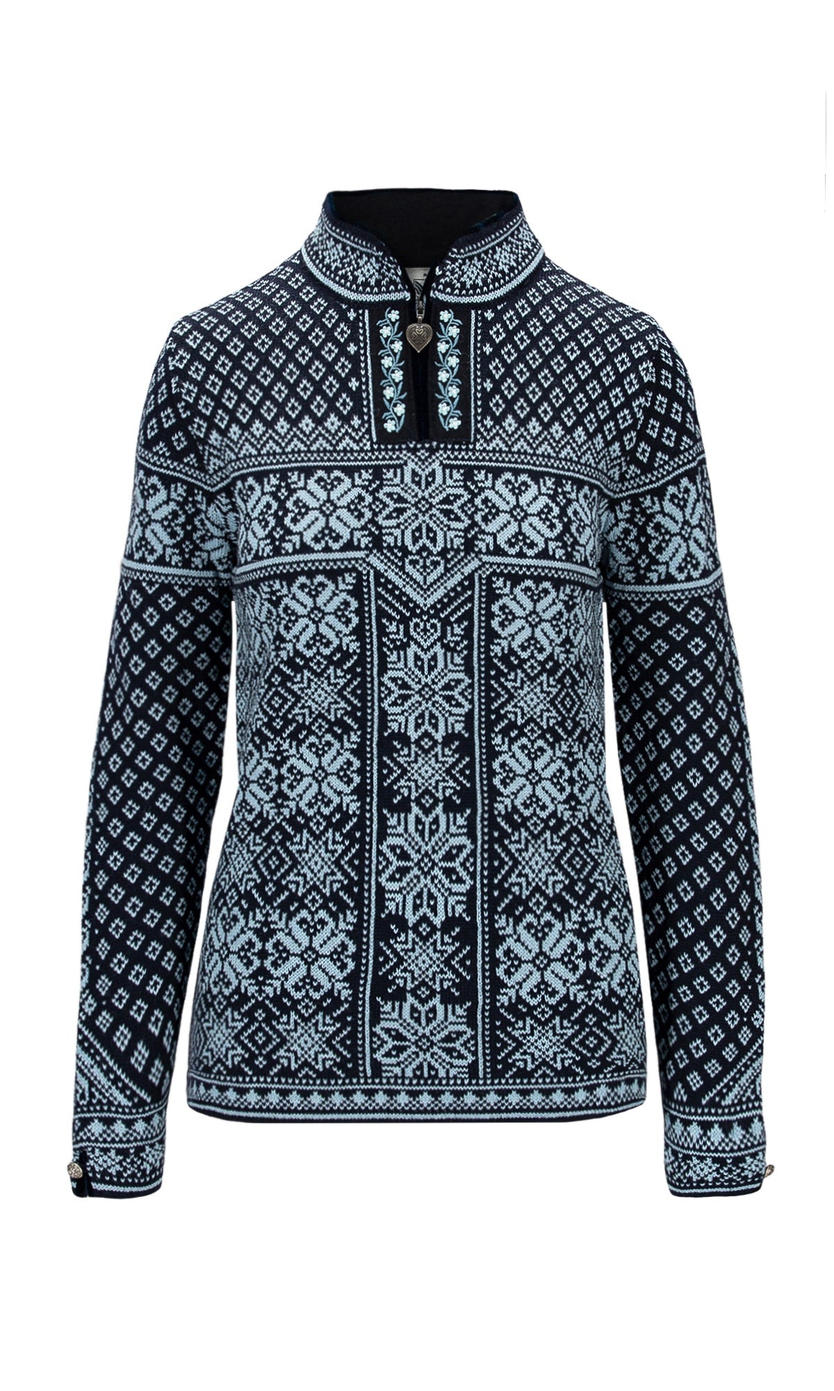 Dale of Norway Peace Sweater, women’s, Navy/Ice Blue – front product view