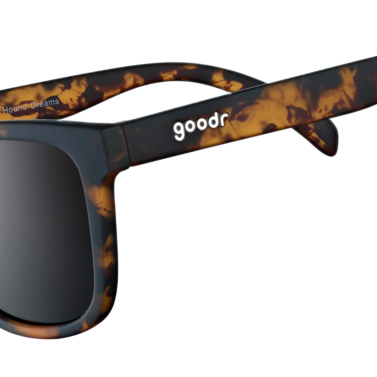 Goodr Sunglasses. OG. Brown. Front/Lateral View.